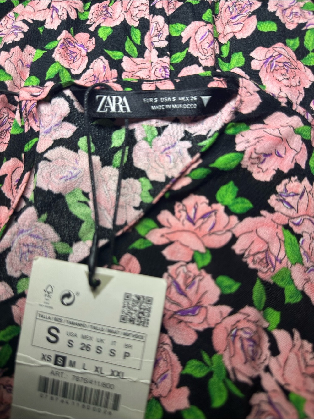 NWT ZARA pink rose floral print minidress in size Small - Picture 14 of 16